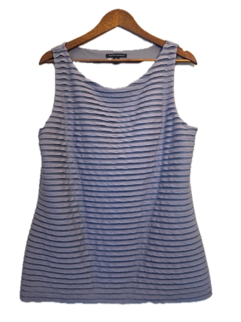 Banana Republic Tank Womens XL Gray Sparkle Stripe Tunic Scoop Neck Tiered